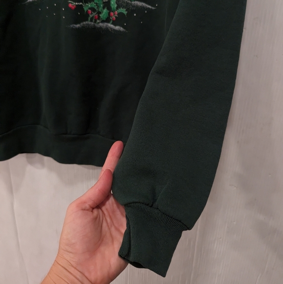 VINTAGE Morning Sun bunnies & Holly holiday Christmas sweatshirt crewneck - Picture 8 of 11